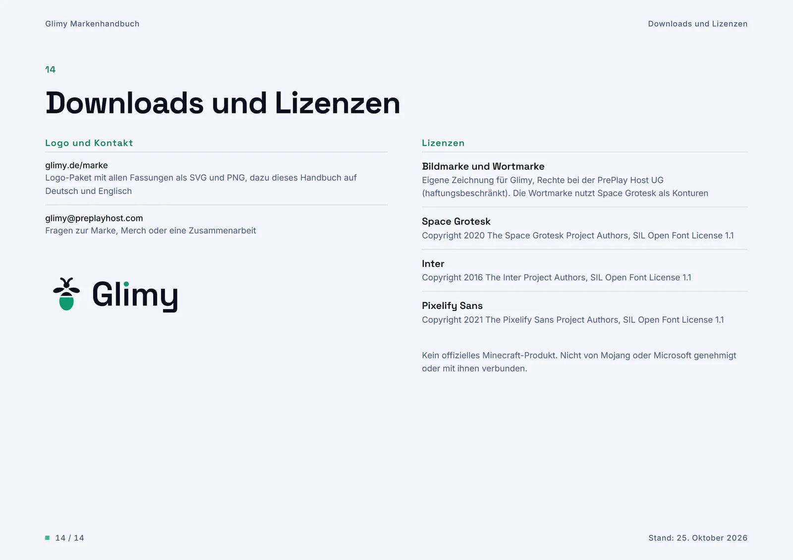 Seite 14: Downloads und Lizenzen